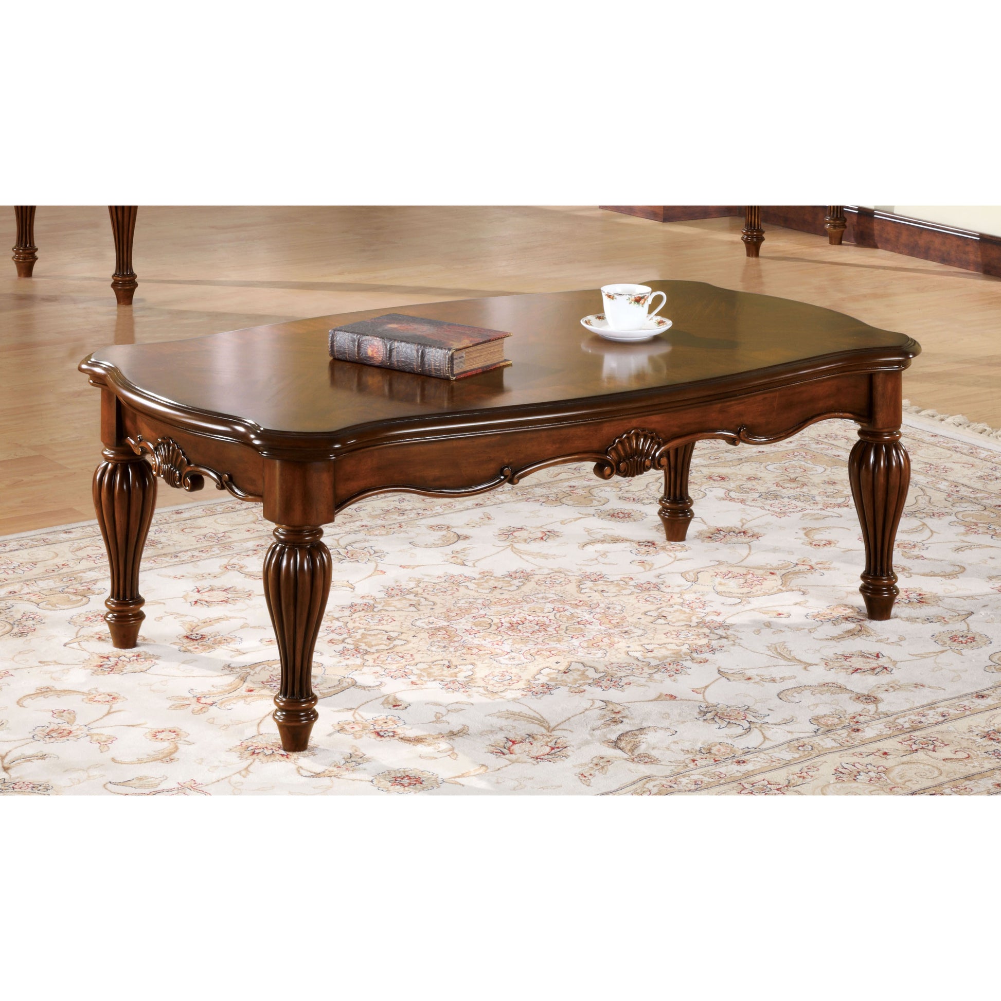 Cherry Rectangle Coffee Table With Turned Legs Cherry Primary Living Space Traditional Cherry Coffee & End Tables Rectangular Wood