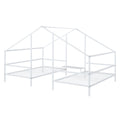 Metal Double Twin Size Triangular House Beds With Built In Table, White Box Spring Not Required Twin White Metal Metal