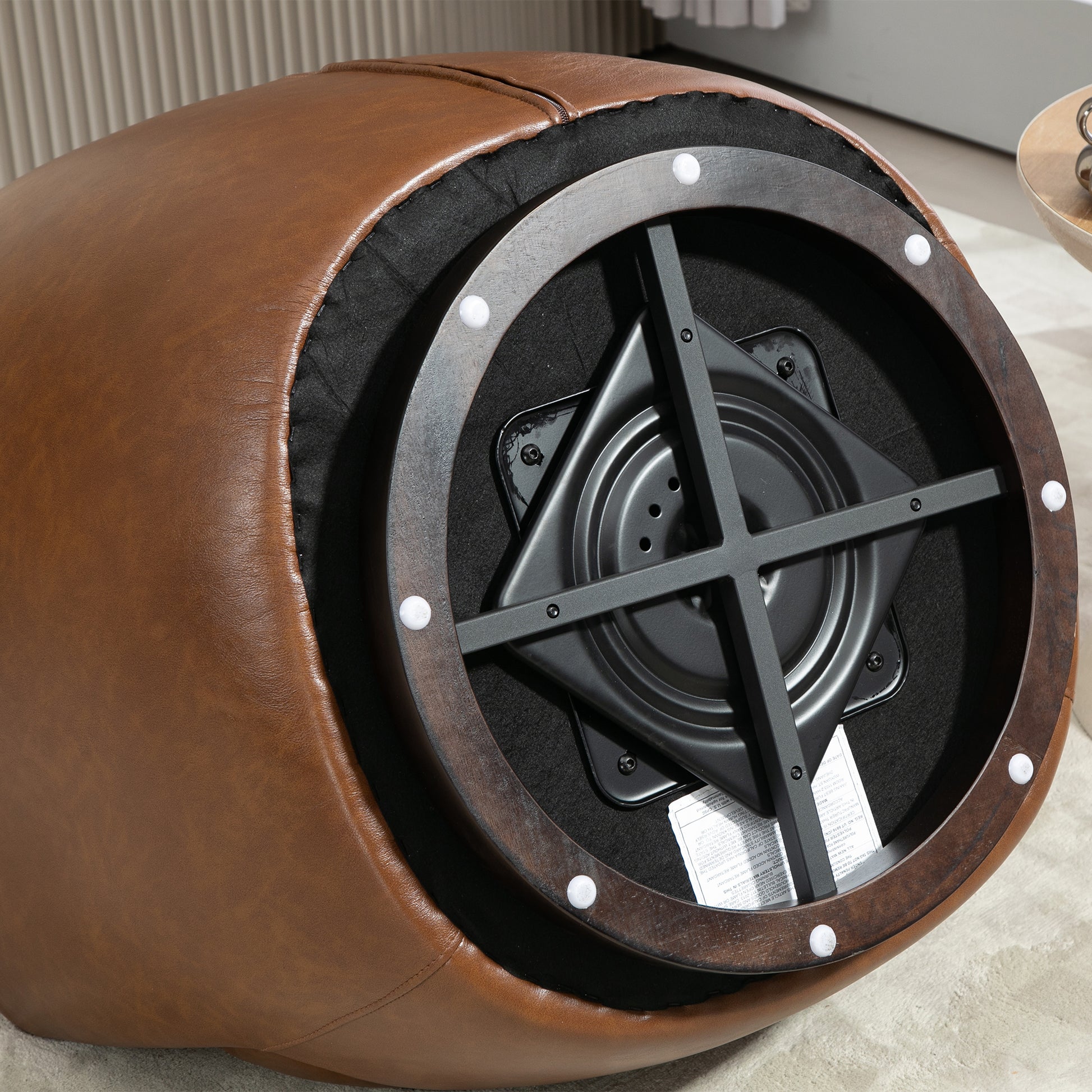 Upholstered Swivel Barrel Armchair With Storage Modern Living Room Side Chair For Bedroom Office Reading Spaces Pu Light Brown Light Brown Upholstered