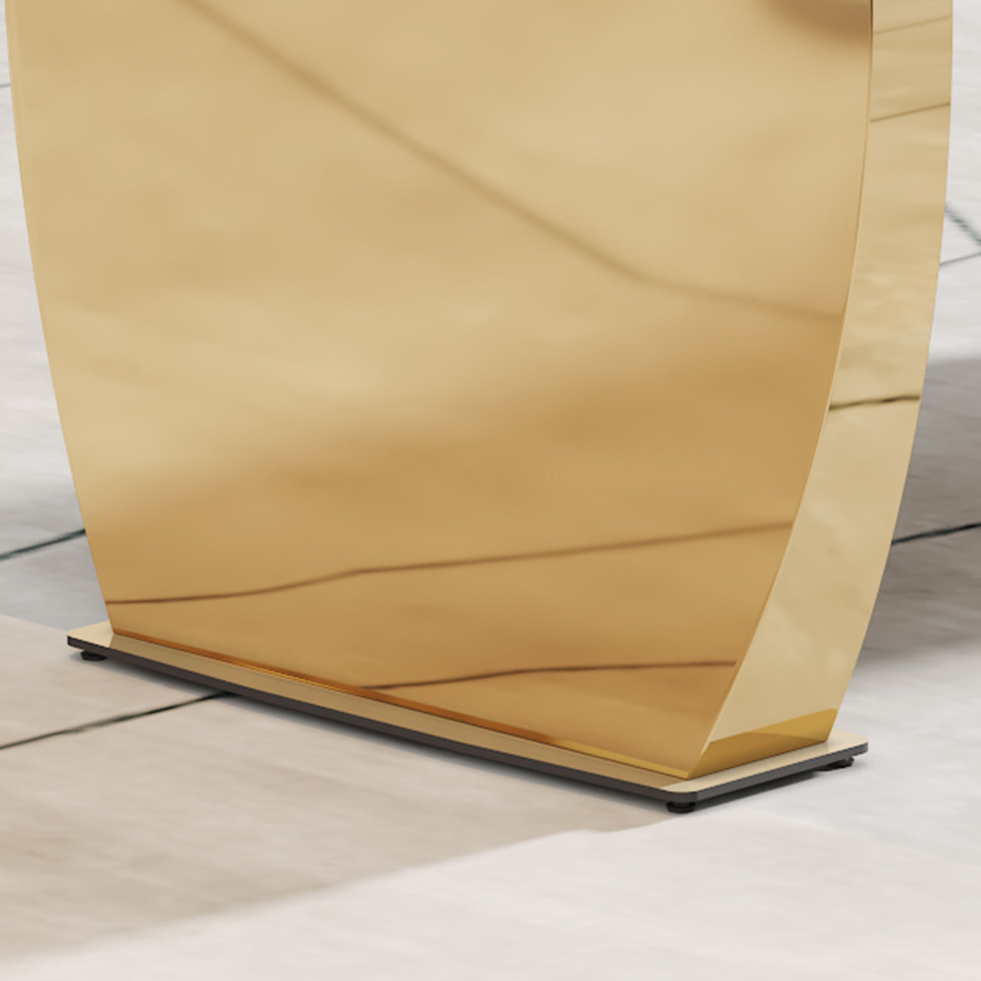 Table And Chair Set,Modern Rectangular Table With 0.4 Inch Black Patterned Tabletop And Gold Legs, Suitable For Kitchen, Dining Room, And Living Roomcomfortable Pu Seats,Perfect For Dinner, Meet Black Seats 6 Sintered Stone