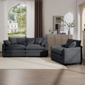 Modern Living Room Sofa Two Piece Set, Suitable For Living Room And Bedroom Sofa Set, Consists Of A Single Seat And A 3 Seater Sofas, Grey Corduroy Grey Corduroy 3 Seat