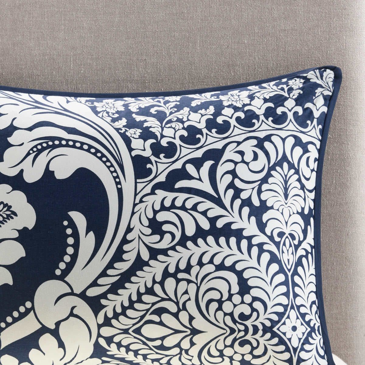 7 Piece Cotton Printed Comforter Set Indigo Queen Queen Indigo Polyester