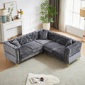 81.5 Inch Chenille Corner Sofal Shaped Sectional Couch, 5 Seater Corner Sofas With 3 Cushions For Living Room, Bedroom, Apartment, Office Grey Foam Chenille 5 Seat