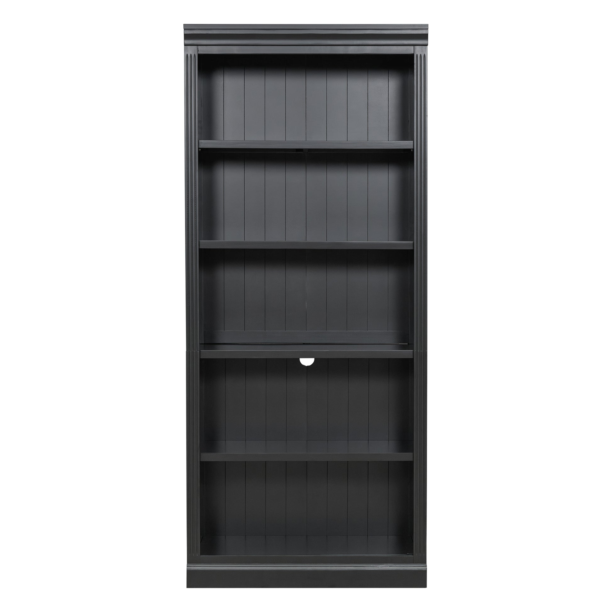 83.4" Tall Wood Bookcase With Light Strip,5 Tier Decor Bookshelves With Adjustable Shelves,Storage Organizer For Cds Books Movies,Free Standing Storage Shelves For Living Room,Home Office,Black