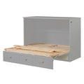 Full Size Murphy Bed With Large Drawers,Gray Full Gray Plywood