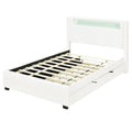 Full Size Upholstered Platform Bed With Led Frame, With Twin Size Trundle And 2 Drawers, Teddy Fleece, White White Fleece