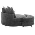 Orisfur. 360 Swivel Accent Barrel Chair With Storage Ottoman & 4 Pillows, Modern Chenille Leisure Chair Round Accent For Living Room, Gray Gray Foam Chenille