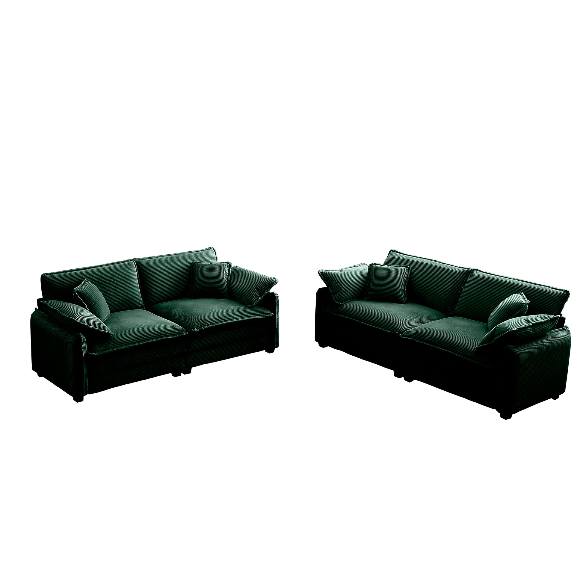 Modern Living Room Sofa Two Piece Set, Suitable For Living Room And Bedroom Sofa Set, Consists Of Two Pieces Of 2 Seater Sofa,Green Corduroy Green Corduroy 4 Seat
