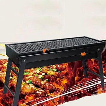 Barbecue Stove Portable Foldable Outdoor Grill Charcoal Bbq Grill Patio Camping Picnic Burner Portable Household Black Metal