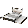 Queen Size Wooden Storage Platform Bed, With 2 Big Drawers, T Size Trundle ,Espresso Queen Espresso Plywood