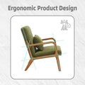Coolmore Modern Accent Chair, Solid Wood Padding Lounge Armchairs With One Pillow For Living Room, Bedroom, Guest Room Green Green Rubberwood Foam Velvet