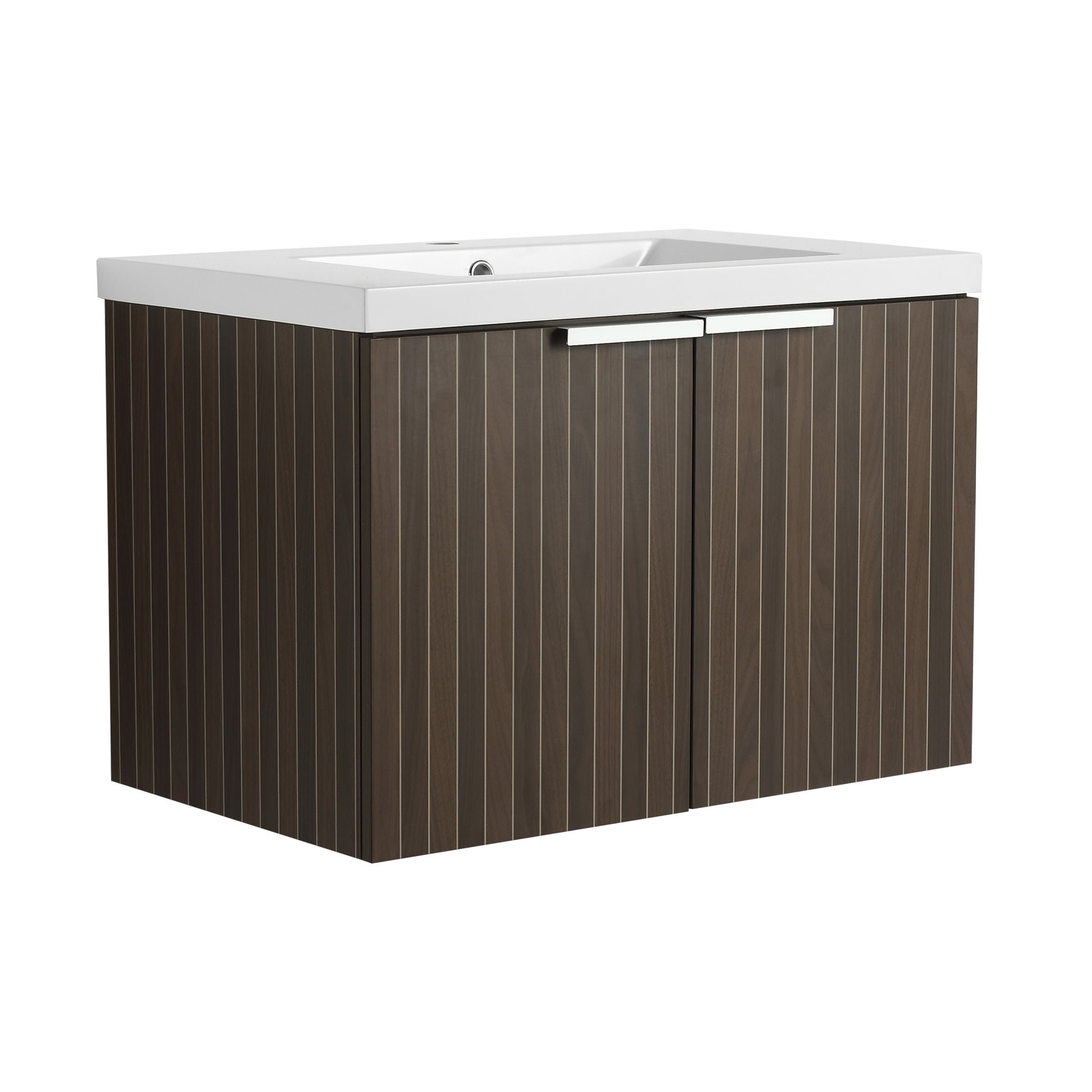 30 Inch Bathroom Vanity With Resin Sink,Soft Close Doors,Float Mounting Design Silver Brown Stripe Bathroom Modern Plywood Plywood