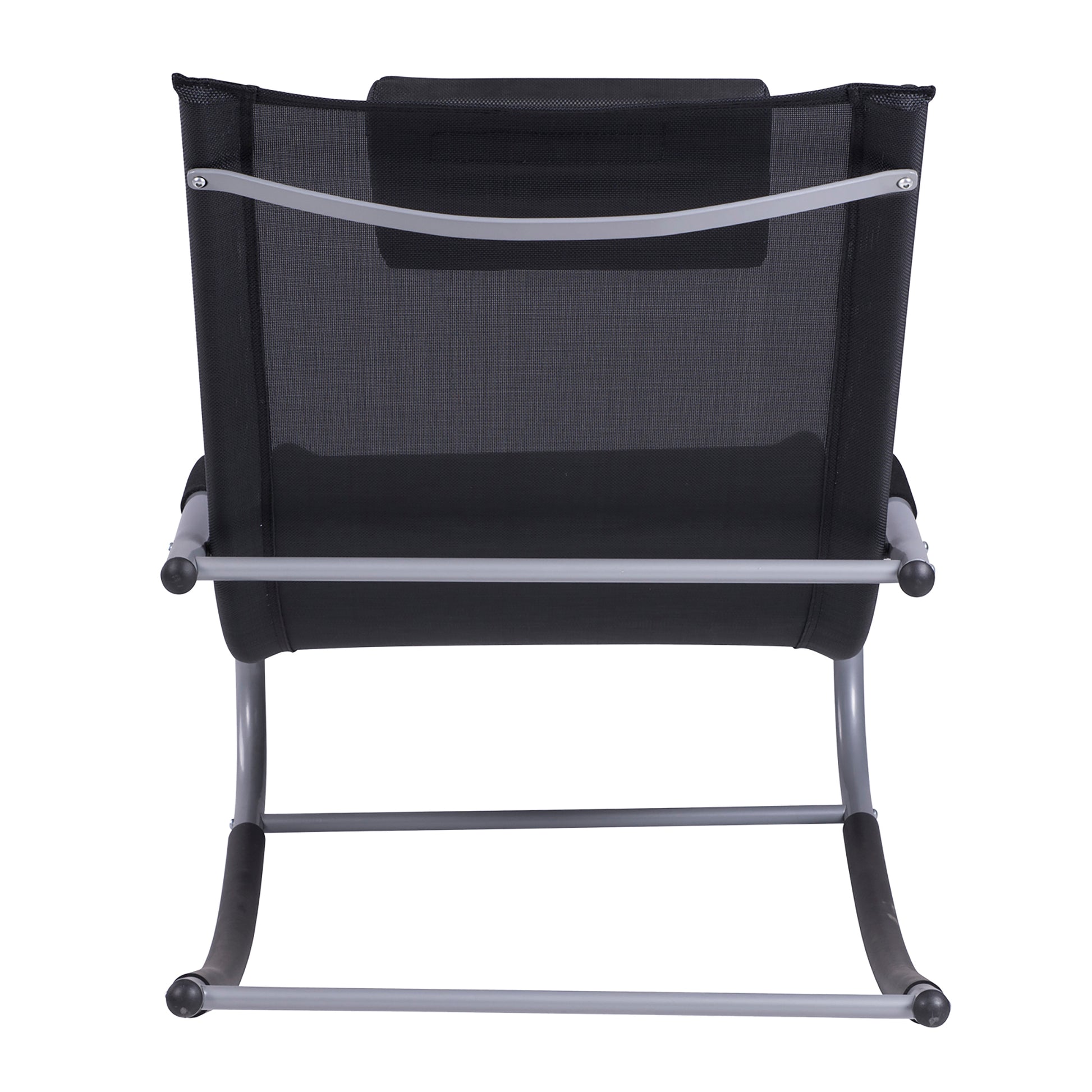 Outsunny Zero Gravity Rocking Chair Outdoor Chaise Lounge Chair Recliner Rocker With Detachable Pillow And Durable Weather Fighting Fabric For Patio, Deck, Pool, Black Black Steel