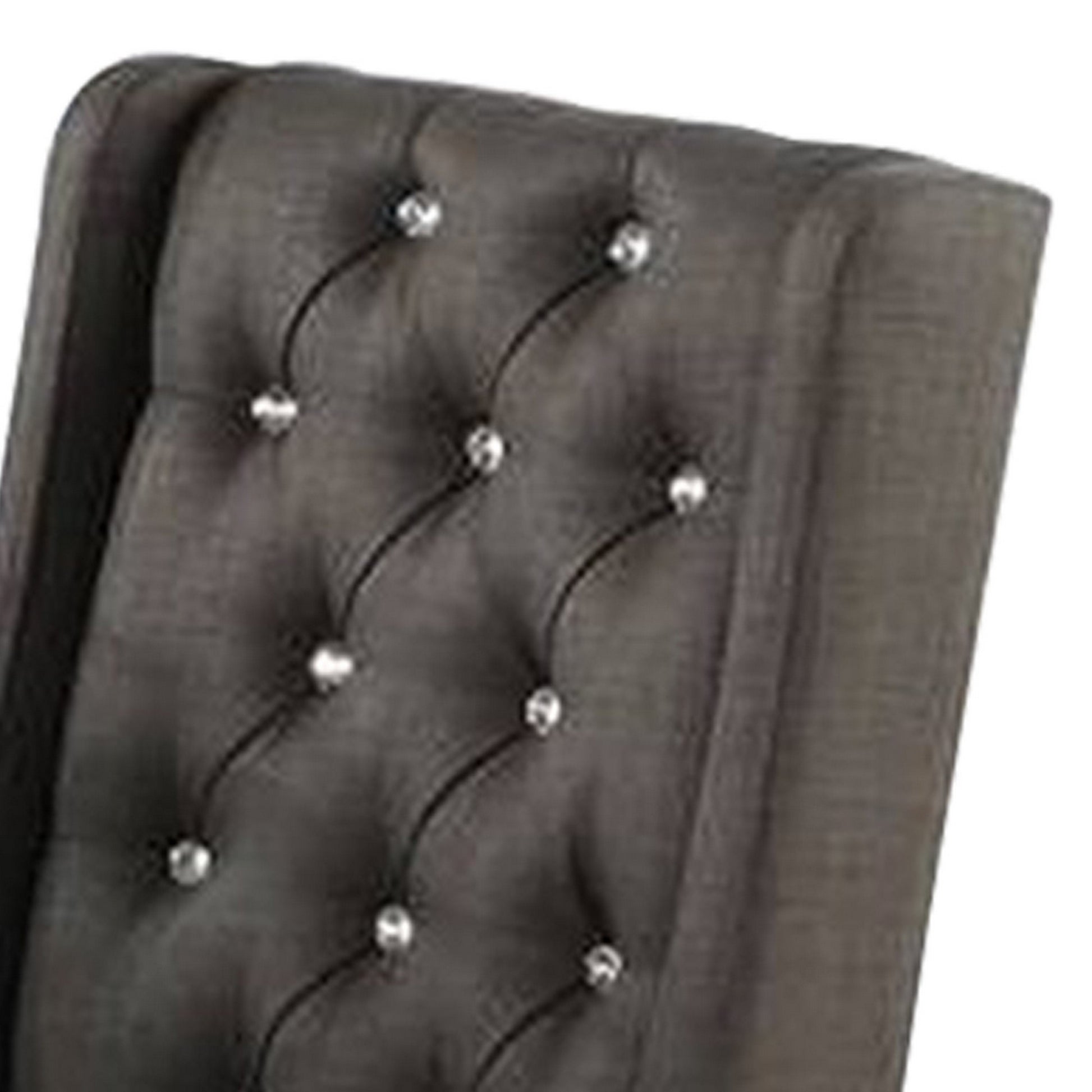 25 Inch Wood Dining Chair, Set Of 2, Button Tufted Wingback Design, Black Black Solid Wood