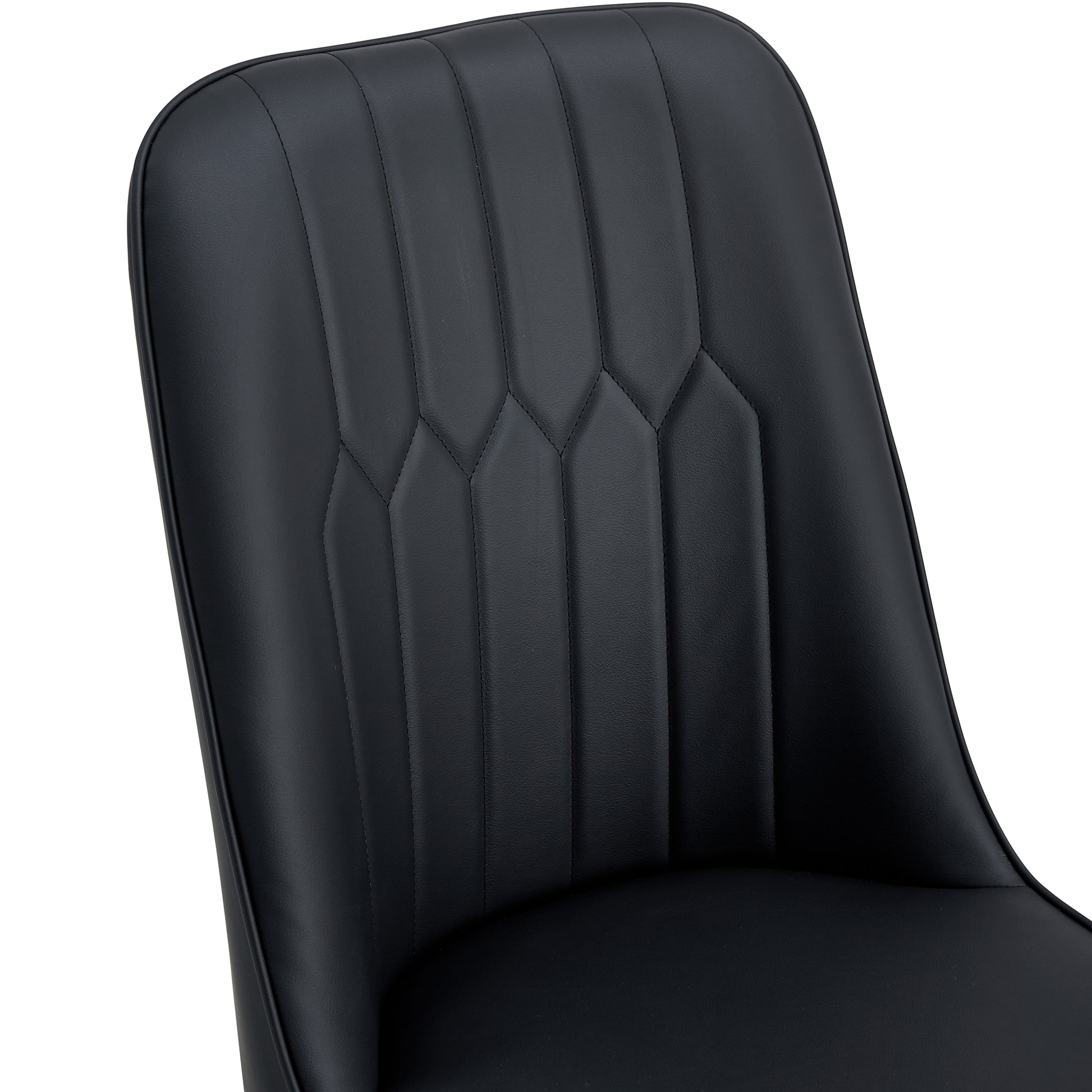 1 Table And 8 Chairs Set.A Rectangular Dining Table With A Imitation Marble Black Table Top And Black Metal Legs.Paired With 8 Chairs With Pu Leather Seat Cushion And Black Metal Legs.F 1537,C 007 Black Glass Metal