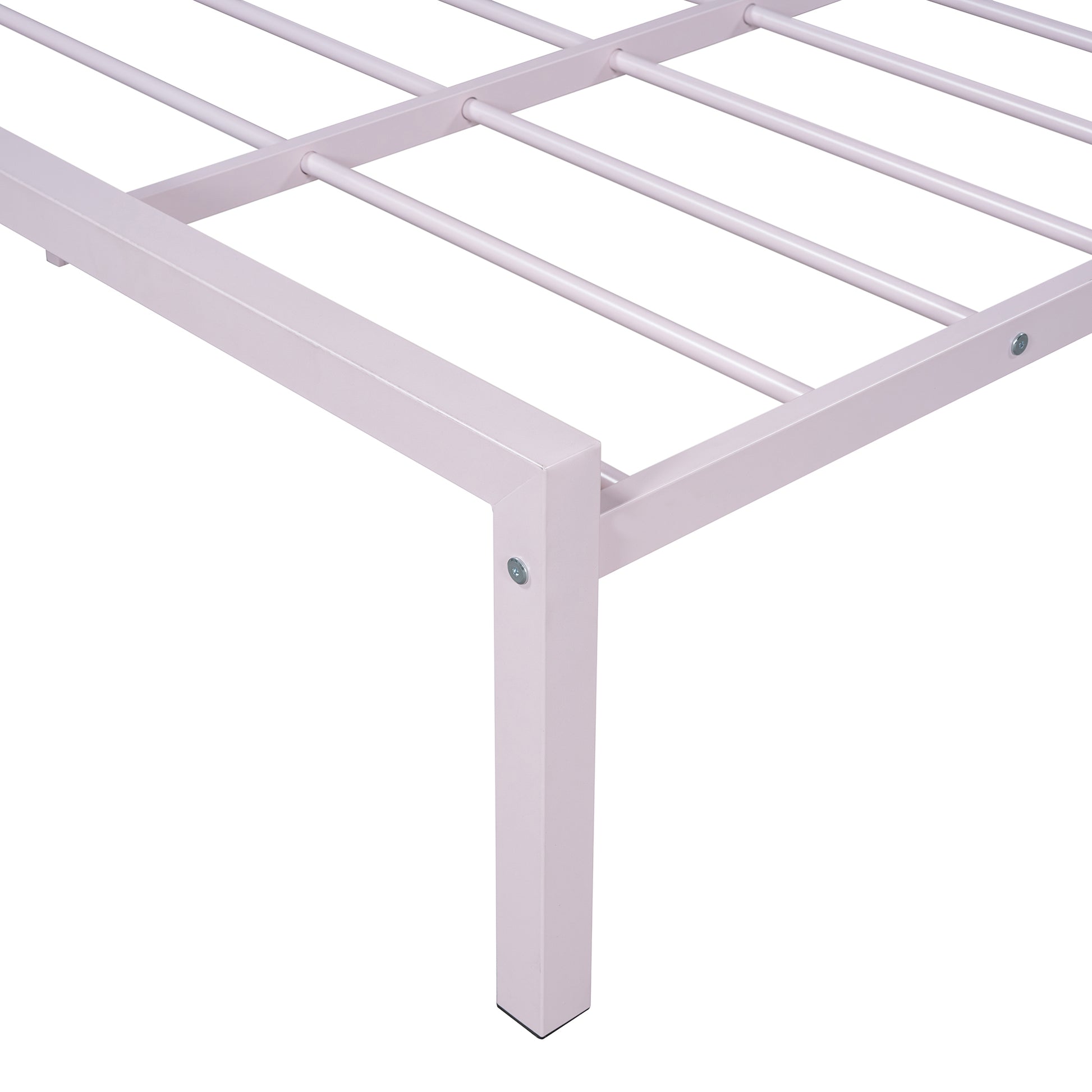 Twin Size Metal Platform Bed With Twin Size Trundle,House Shaped Headboard Design, Pink Twin Pink Metal