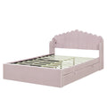 Queen Size Upholstered Platform Bed With 4 Drawers And 2 Usb, Pink Box Spring Not Required Queen Pink Wood Bedroom Bed Frame Polyester Upholstered