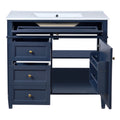 36'' Bathroom Vanity With Top Sink, Modern Bathroom Storage Cabinet With 2 Drawers And A Tip Out Drawer, Single Sink Bathroom Vanity Blue Bathroom Solid Wood Mdf Ceramic,Solid Wood Mdf