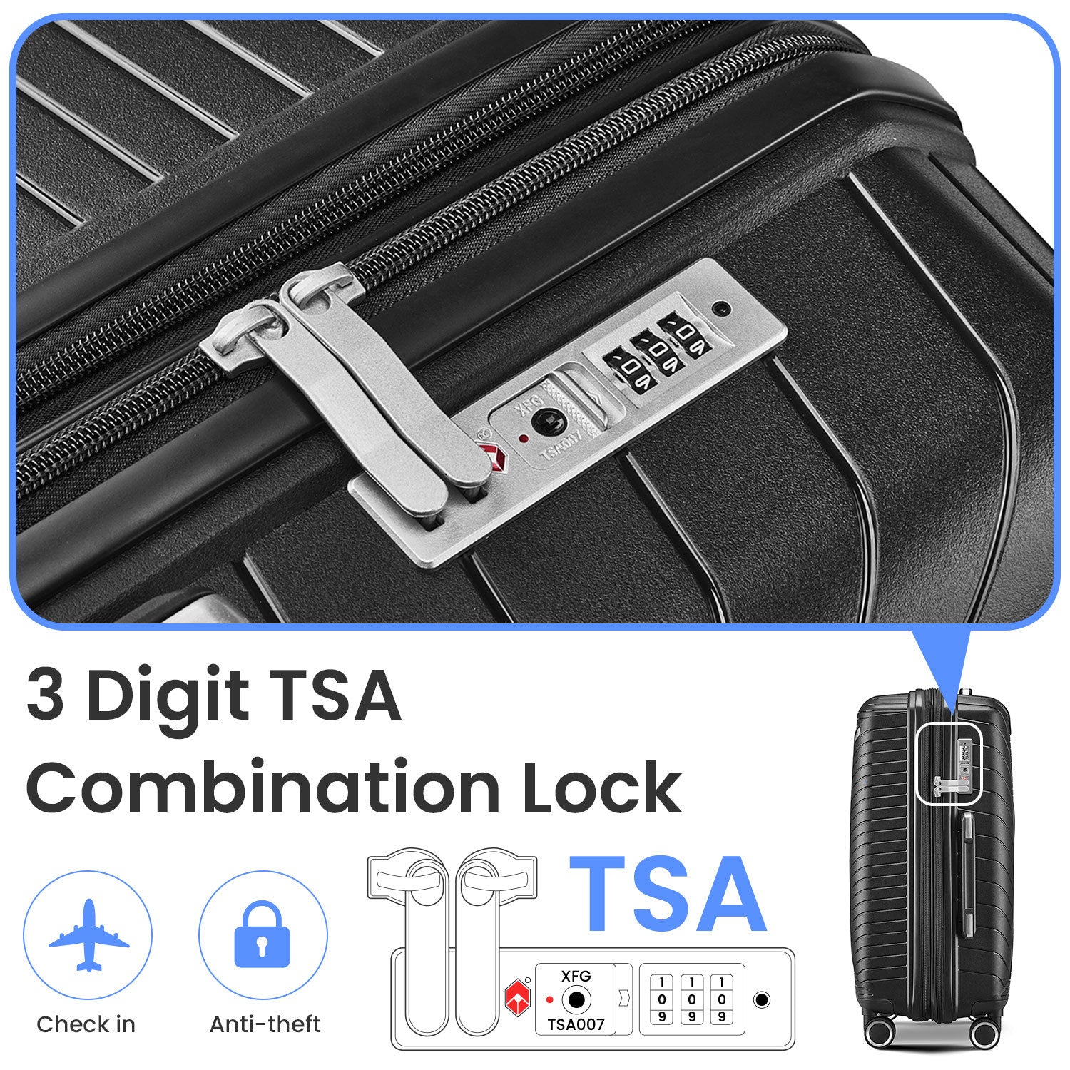 Luggage Sets 4 Piece 14 20 24 28 , Expandable Lightweight Suitcase With 4 Double 360 Degrees Mute Spinner Wheels Pp Materials Durable Tsa Lock Travel Luggage Black Polypropylene
