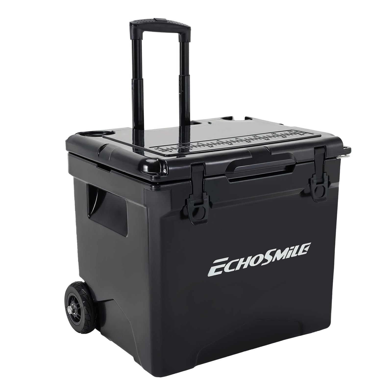 45Qt Black Insulated Box With Wheels And Trolley Black Polyethylene