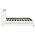 Full Size Upholstered Platform Bed With Led Frame, With Twin Size Trundle And 2 Drawers, Teddy Fleece, White White Fleece