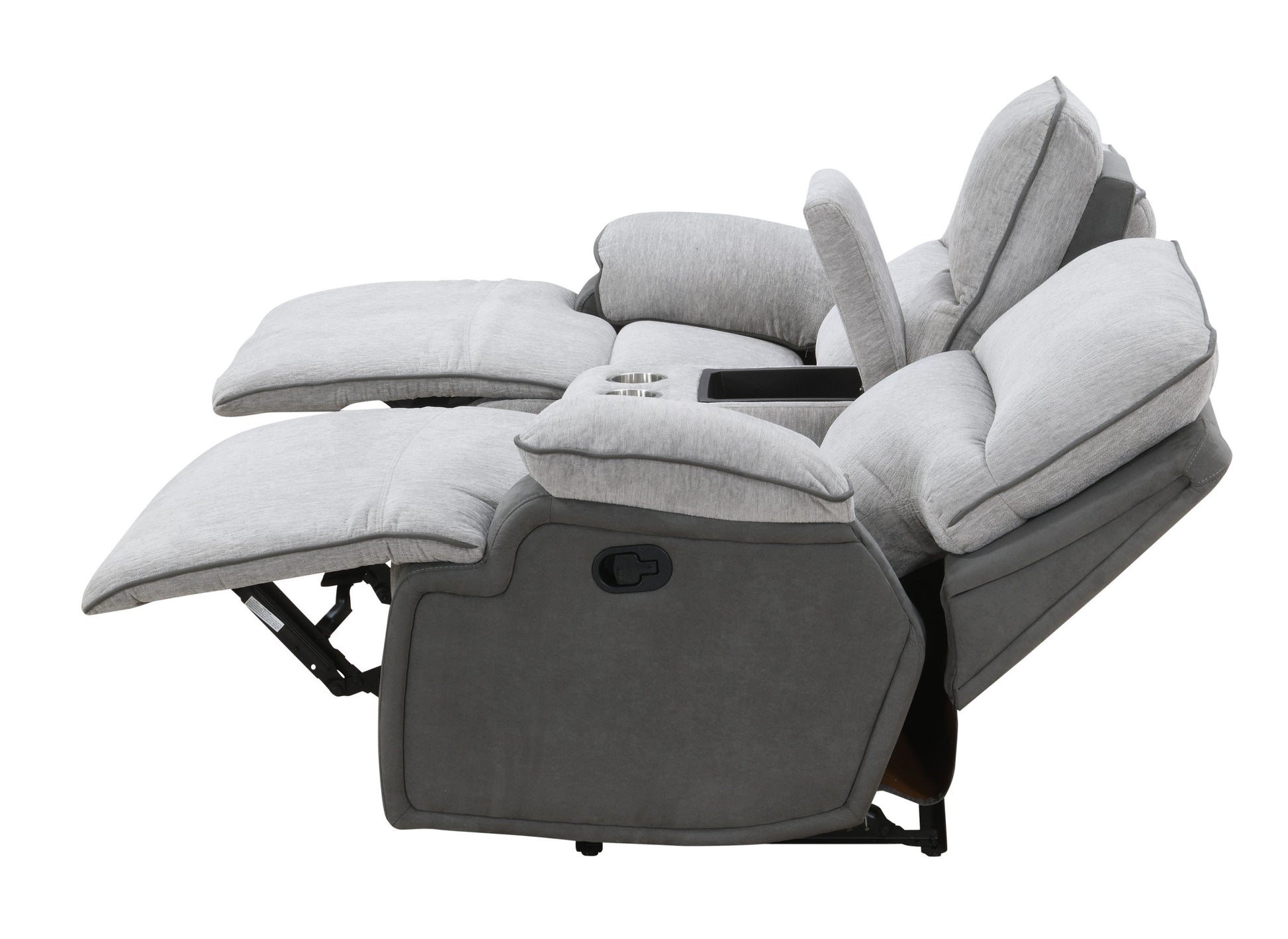 Cyprus 3 Piece Reclining Living Room Set Gray Gray Fabric