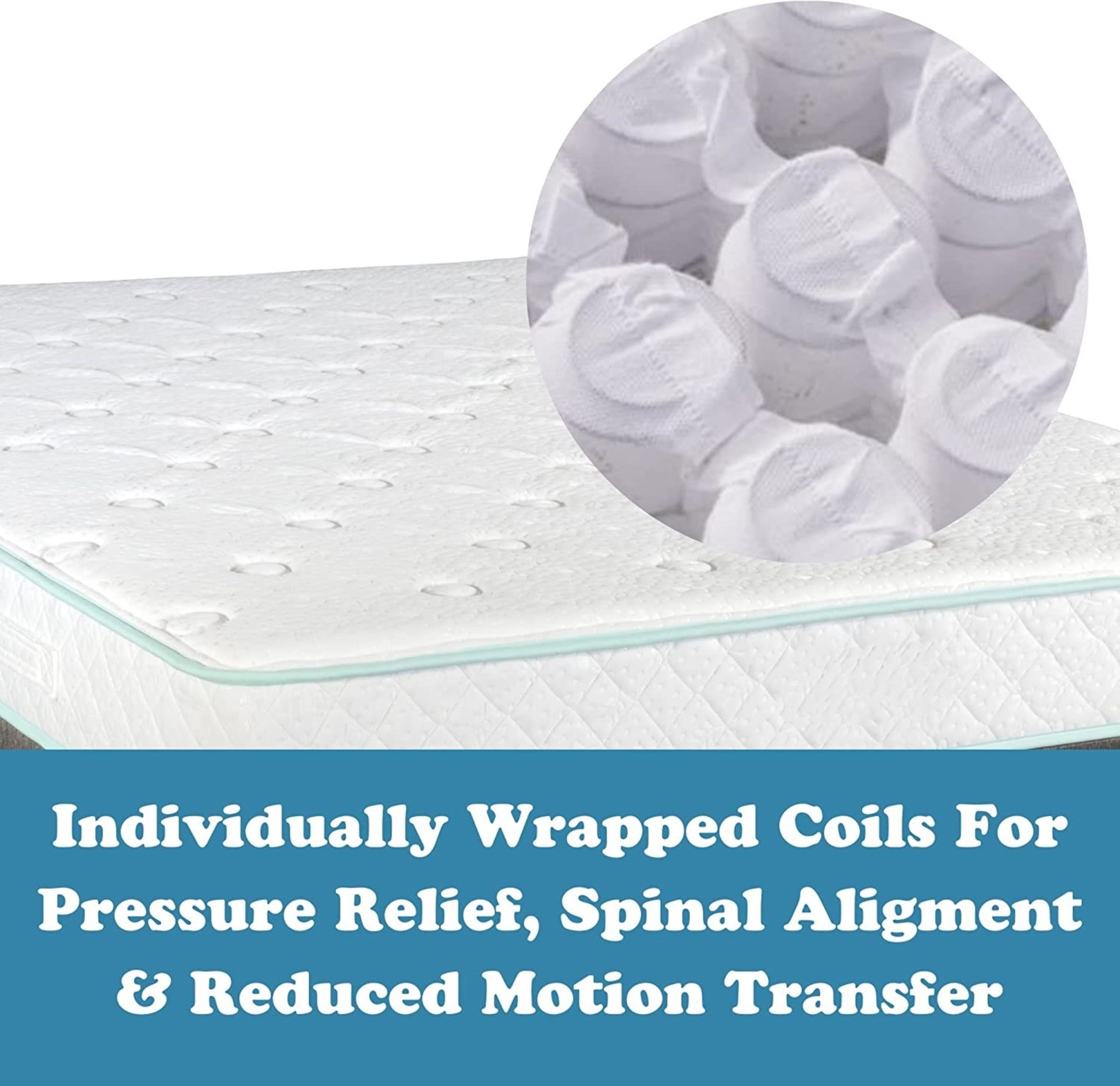 Twin Xl Size 9 Inch Excellence Medium Tight Top Hybrid Aloe Vera Foam Encased Pocket Coil Mattress White Green Foam Spring Twin Xl