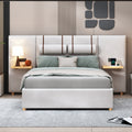 Full Size Upholstered Platform Bed, Two Outlets And Usb Charging Ports On Both Sides, Two Bedside Pillows, Storage Shelves,Velvet,Beige Full Beige Mdf Lvl