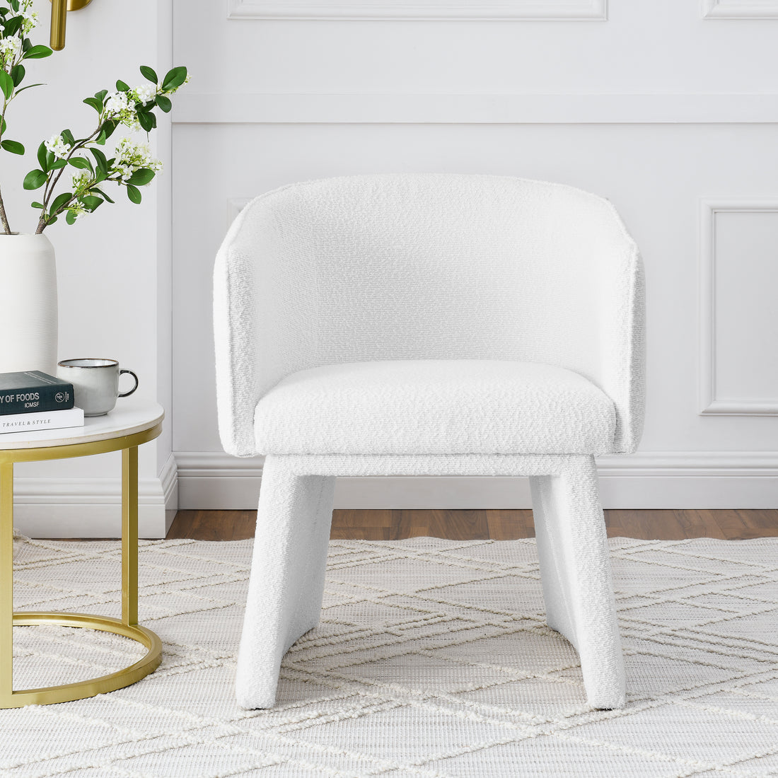 Modern Style Simple And Elegant Chair, White Leisure Chair, Suitable For Dining Bedroom Living Room Reception Desk Assembly Required White White Foam