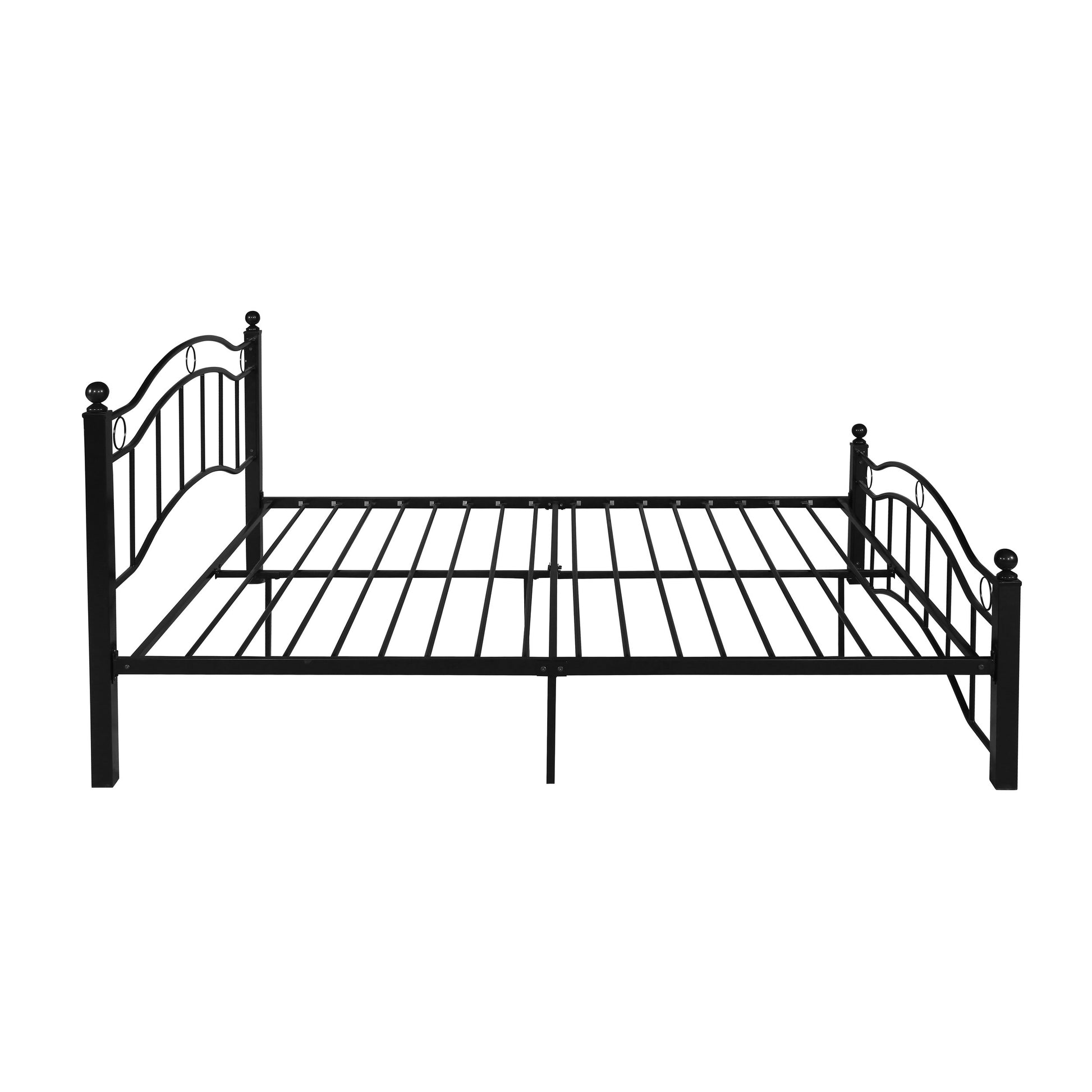 King Size Metal Bed Frame, Under Bed Storage Space, No Box Spring Needed, Durable Use, Black King Black Iron