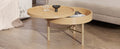 Modern Round Wood Rotating Tray Coffee Table With Storage & Metal Legs In Natural Natural Metal,Rubber Wood