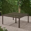Outdoor Modern Aluminum Dining Table With Woven Accents, Gloss Black Red Aluminium