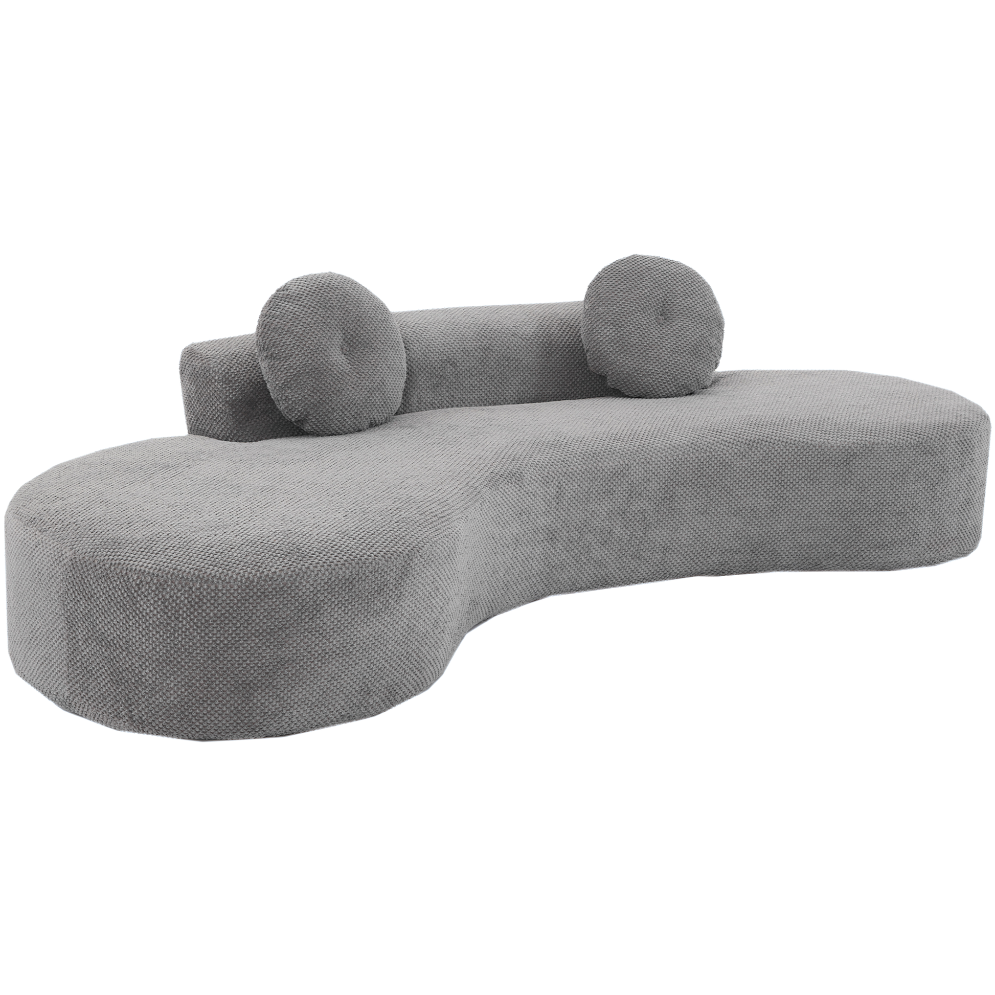 Arrived 105.5''Curved Sofa, Modern Minimalist Sofa, Cloud Couch Sofa 3 4 Seater Couch With 2 Pillows,Bedroom, No Assembly Required, Point Shaped Corduroy, Anti Wrinkle Gray Gray Polyester Primary Living Space Tight Back Soft Modern Foam Upholstered 3