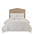 3 Piece Tufted Cotton Chenille Palm Comforter Set Off White King Cal King King Off White Cotton