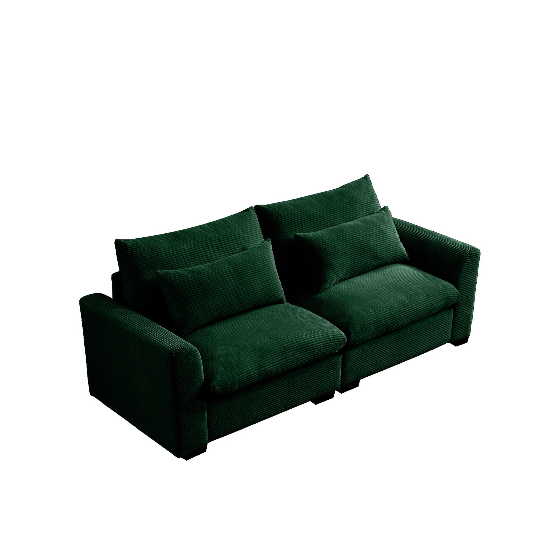 Modern Sofa 2 Seater Corduroy Fabric Sofa With Armrests For Apartment Living Room, Green Green Corduroy 2 Seat