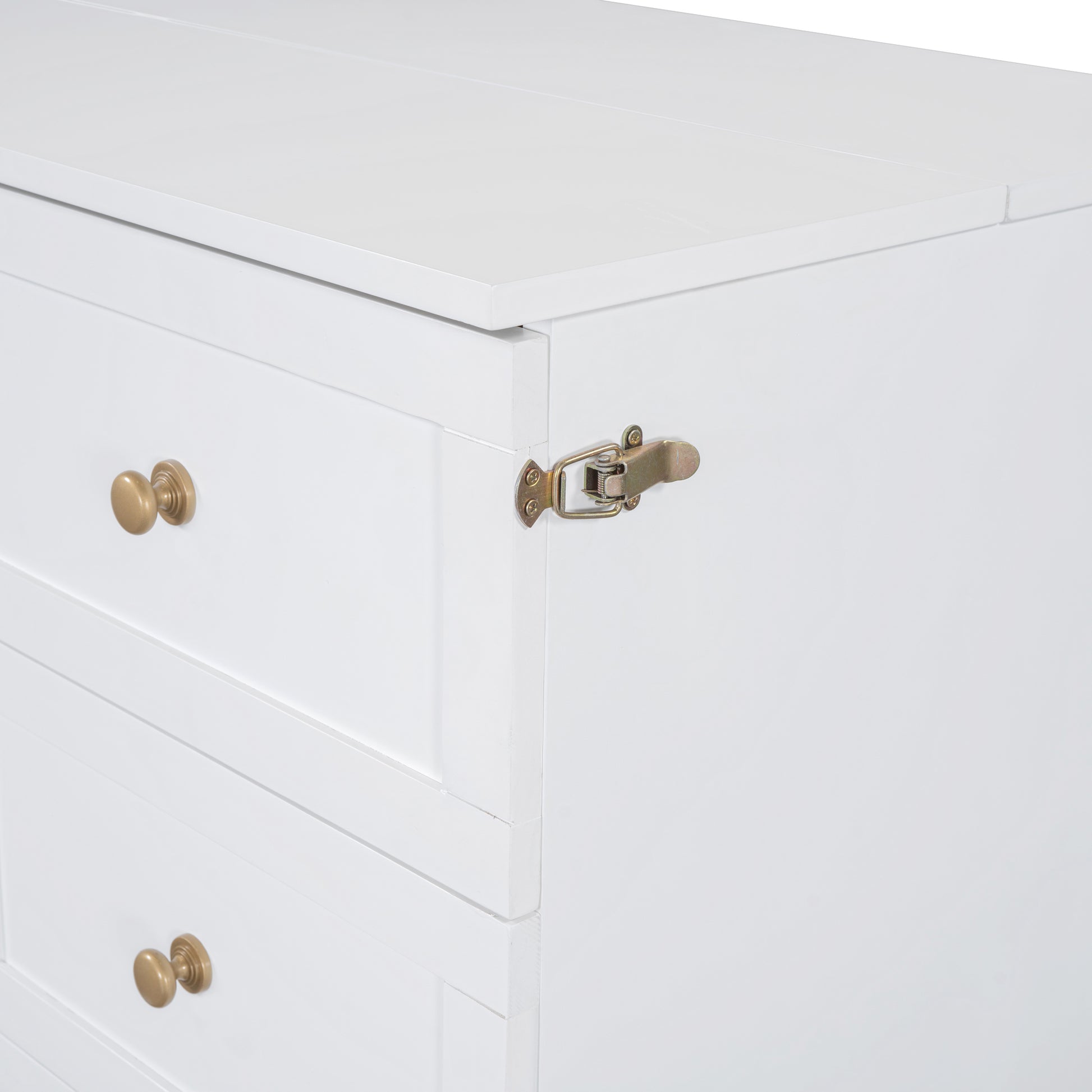 Full Size Murphy Bed With Large Drawers,White Full White Plywood