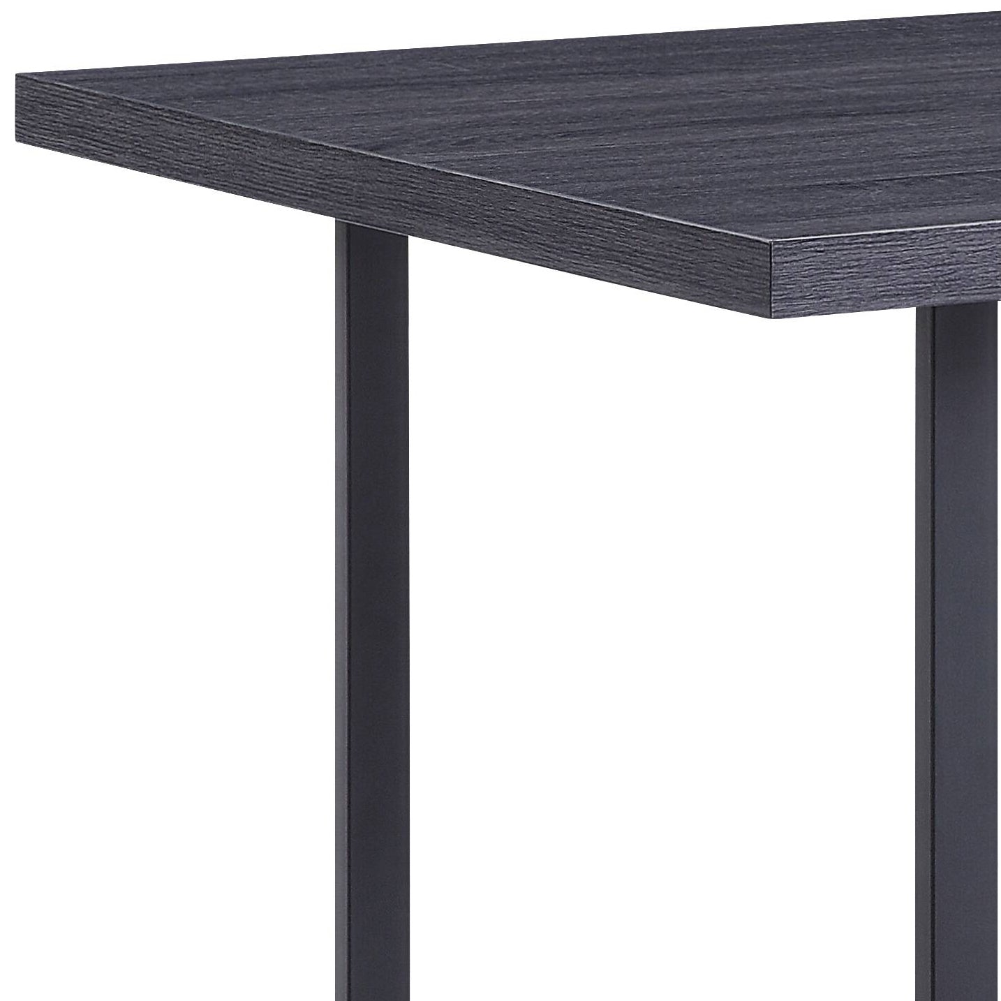 Grey Oak And Black Dining Table With Sled Base Black Dining Room Rectangular Wood Metal Sled