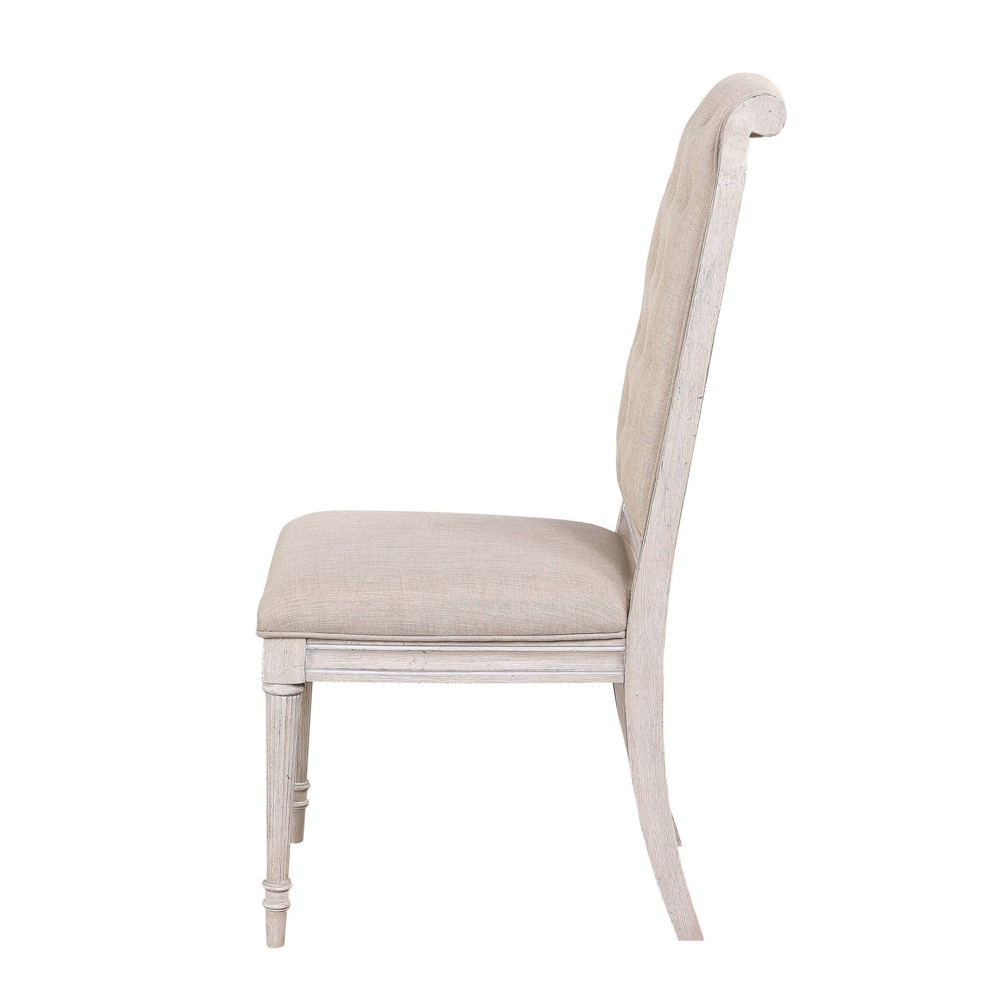 Beige And Antique Champagne Tufted Back Side Chairs Set Of 2 Champagne Dining Room Traditional Rubberwood Set Of 2 Wood Fabric