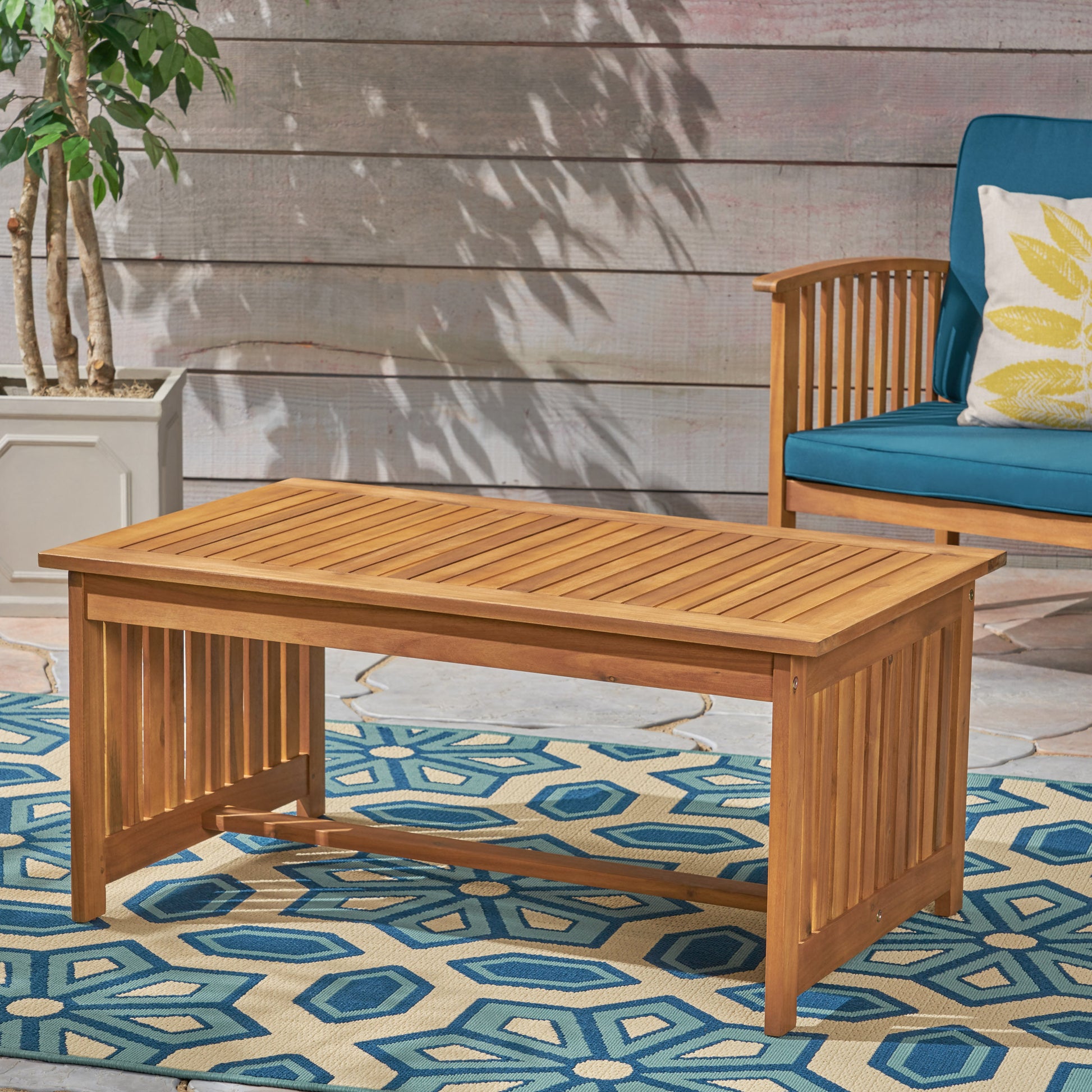 Casa Acacia Coffee Table Brown Antique Bronze Wood