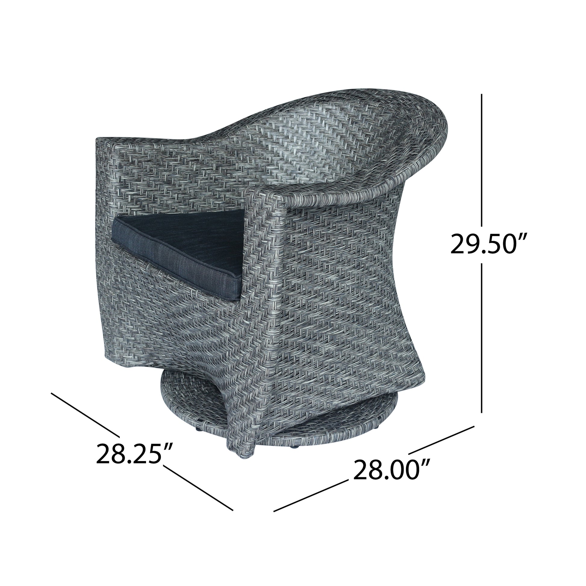 Larchmont Swivel Chair Grey Black Fabric