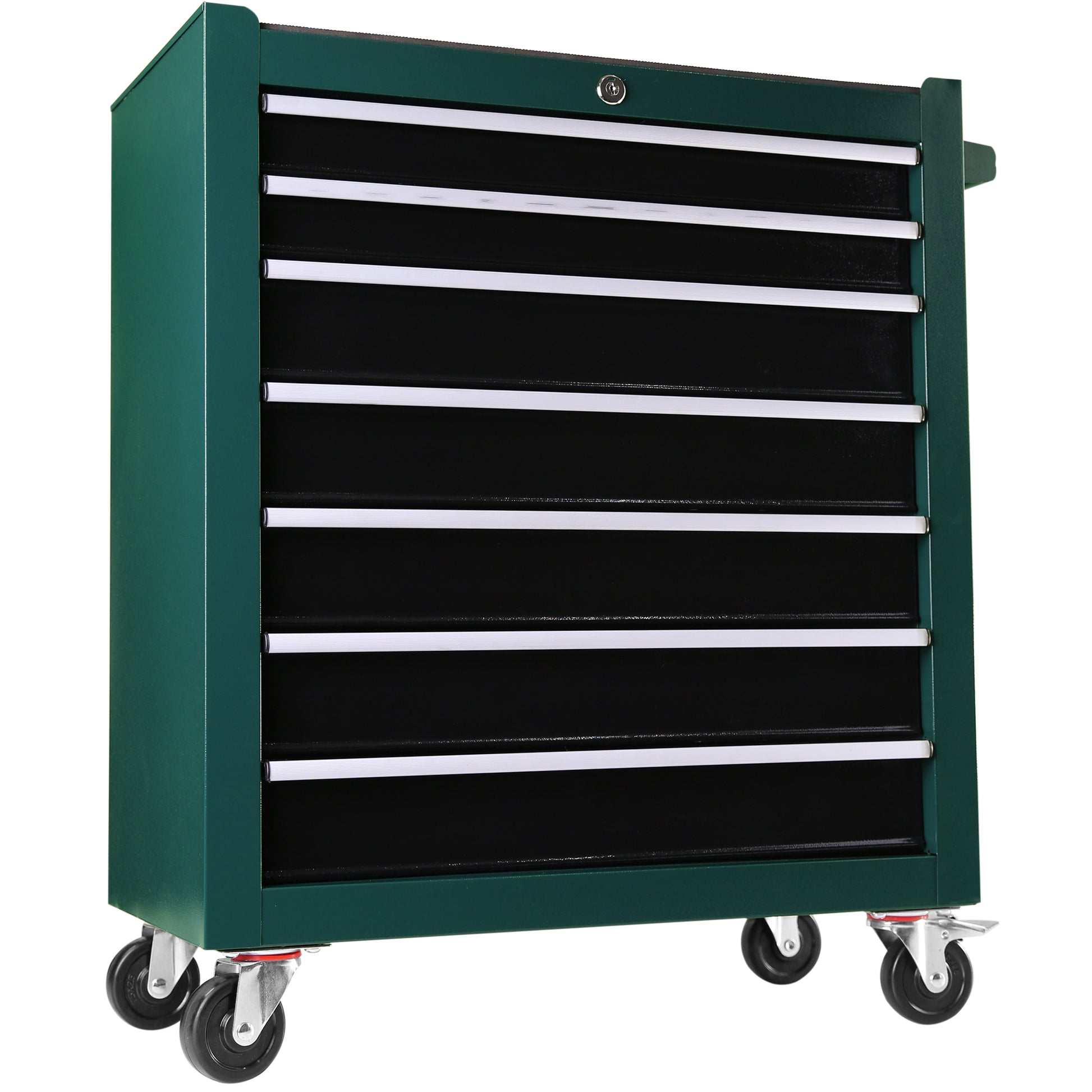 7 Drawer Rolling Tool Cart, Rolling Tool Box On Wheels, Lockable Home Repair Tool Storage Organizer, Tool Chest Cabinet For Mechanic, Garage Green Steel