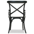 Rhy 18 Inch Dining Armchairs, Set Of 2, Metal Cross Backrests, Jet Black Black Wood Metal