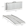 Homcom Textured Aluminum Folding Wheelchair Handicap Ramp, 6' Silver Aluminum