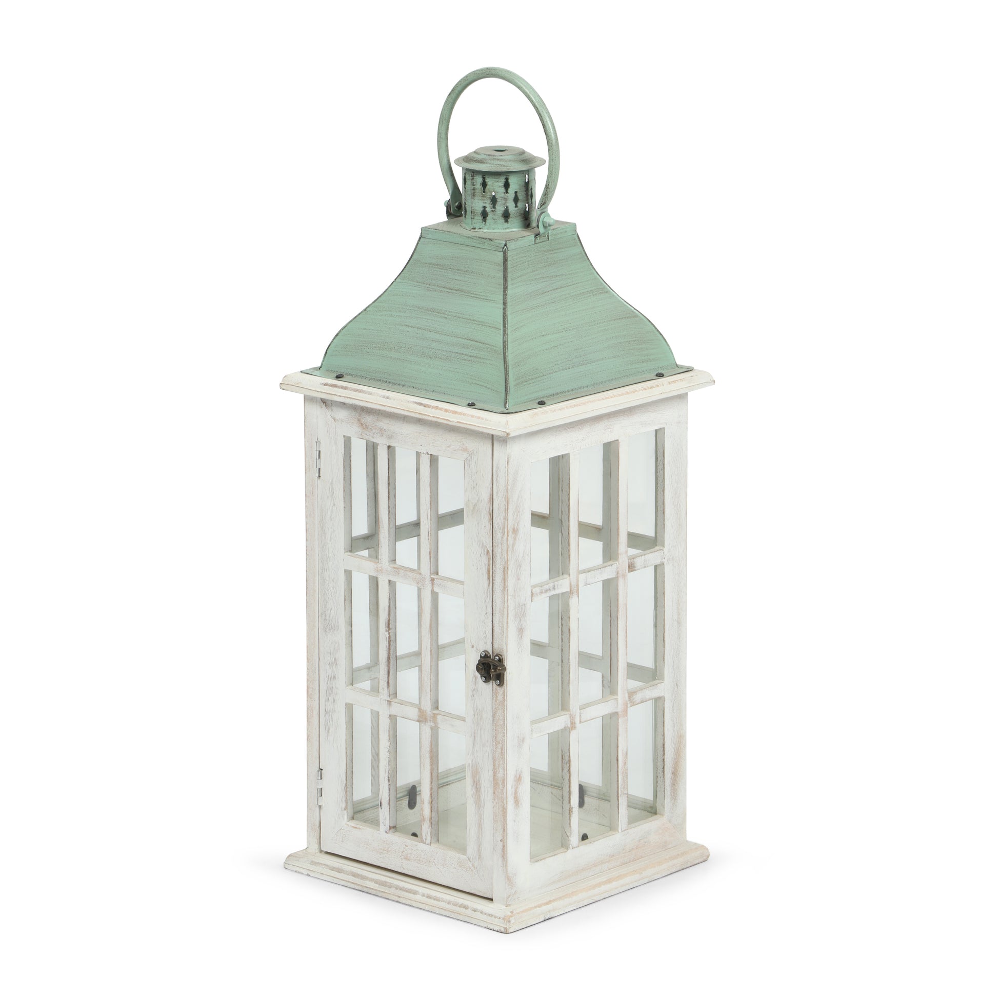 Small Lantern White Green Wood