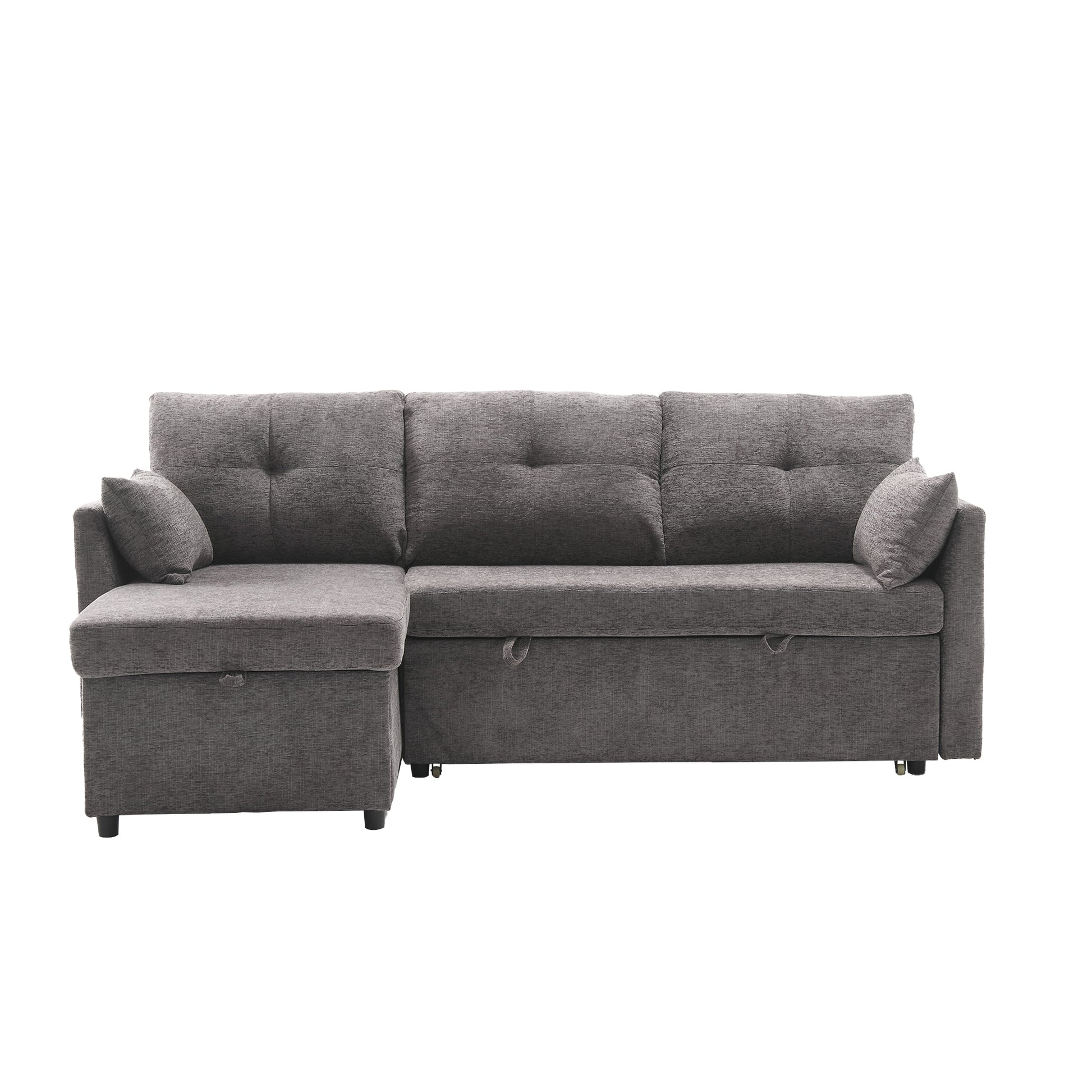 United We Win Furniture, Modular L Shaped Sofa, Modular Long Sofa With Reversible Chaise Lounge, Sofa Bed, Sleeper Sofa, Modular Sofa Combination With Storage Seats. Dark Gray Chenille 3 Seat