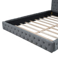 Queen Size Velvet Upholstered Platform Bed, With Luxurious Diamond Grid Headboard,Gray Queen Gray Plywood