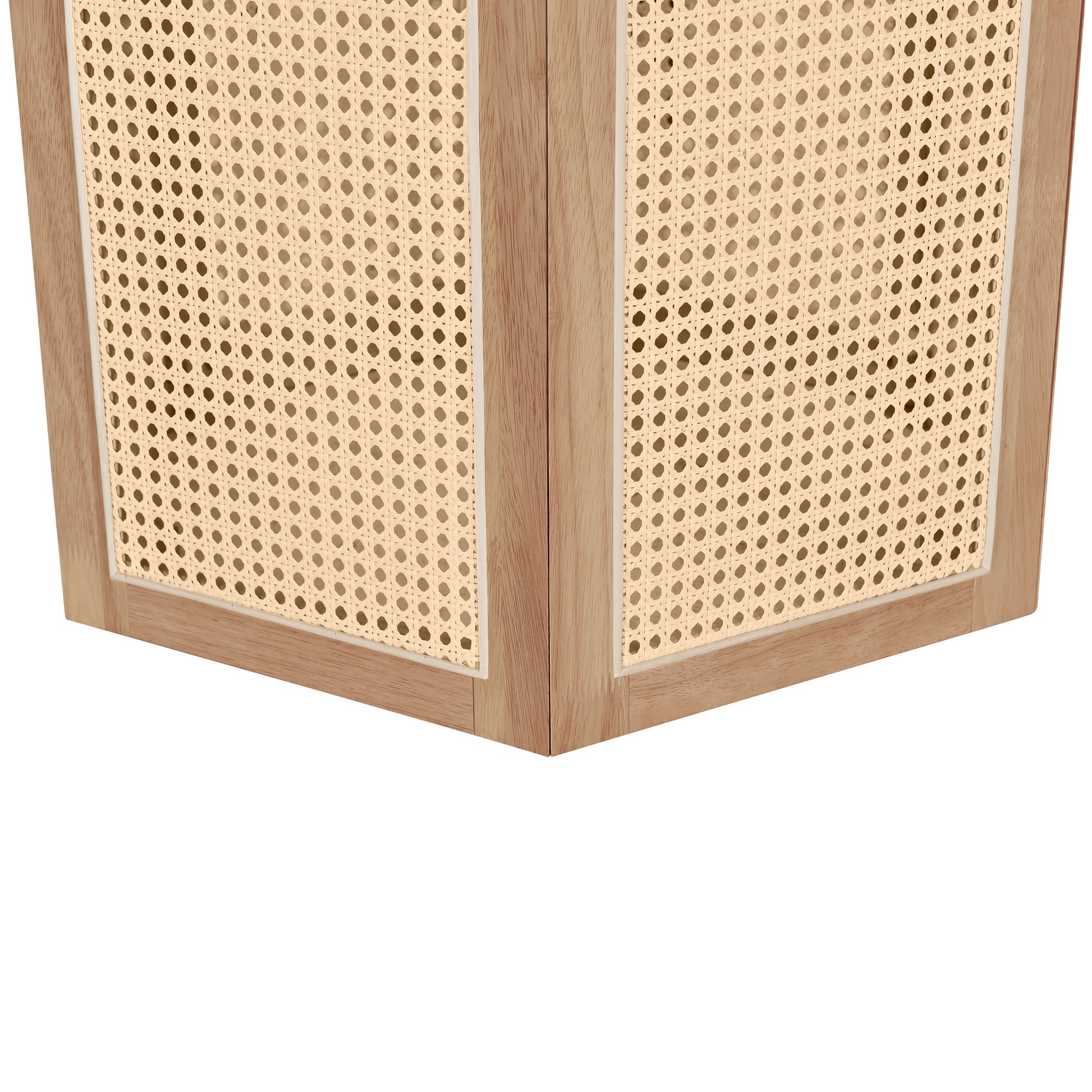 5 Piece Rattan Round Dining Table Set, Wood Table With Hexagonal Base And Upholstered Chairs For Dining Room, Kitchen,Indoor Use, White Beige Wood Dining Room Solid Wood Rubberwood Round Dining Table With Chair Wood Wood White Seats 4 Traditional Round