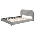 Queen Size Velvet Upholstered Platform Bed,Solid Frame And Stylish Curve Shaped Design, Gray Queen Gray Velvet