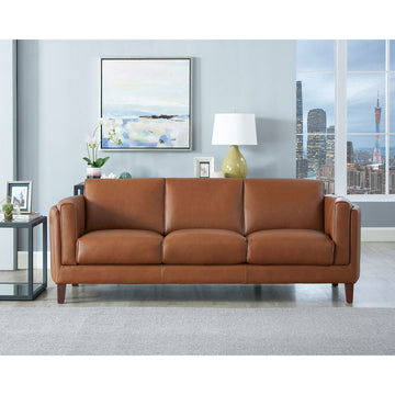 Maui Leather Sofa Brown Down Filling Genuine Leather 3 Seat