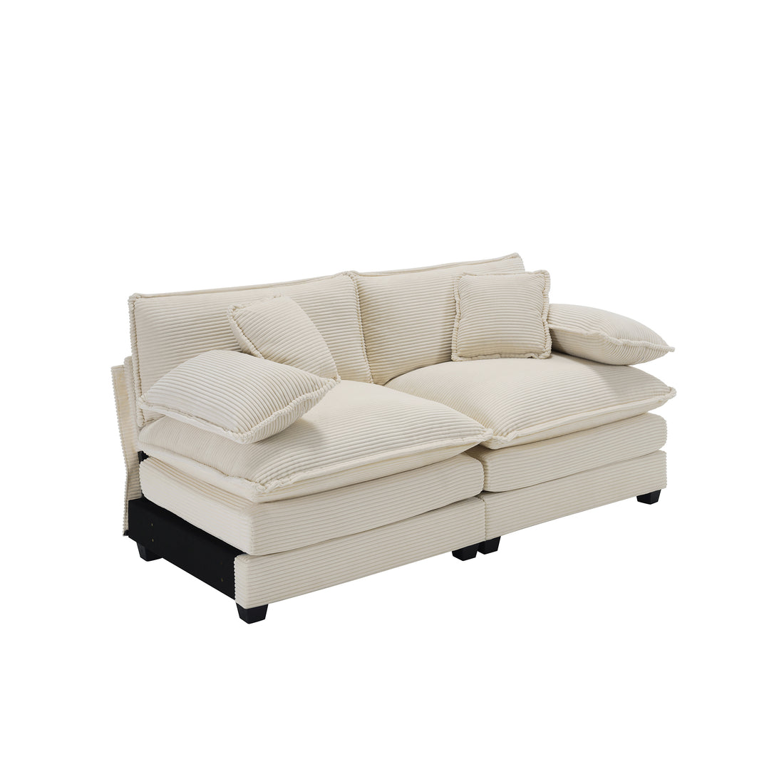 Armless Deep Seating 2 Seater Corduroy Sofa, Can Be Combined With Alternative Armrests And Single Armless Sofasbeige Corduroy Fabric Beige Corduroy 2 Seat